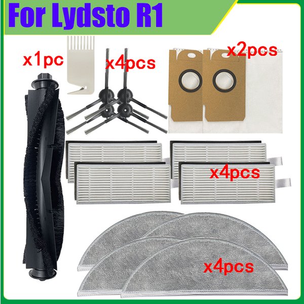 Ersatz für Lydsto R1 Roboter Staubsauger Zubehör Haupt bürste Hepa Filter Seiten bürste Staubbeutel Mopp Stoff Ersatzteile