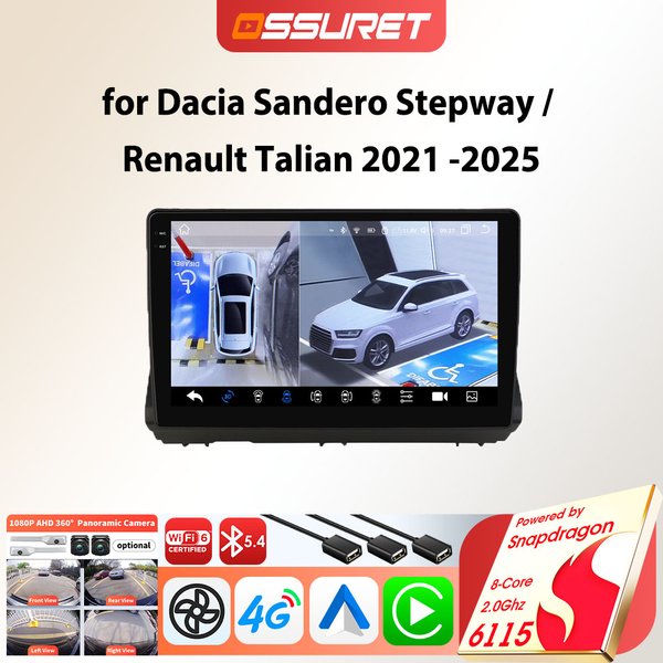 Android-Autoradio-Player für Dacia Sandero Stepway Renault Talian 2021–2025, Carplay Auto GPS Car Multimedia von Snapdragon 6115