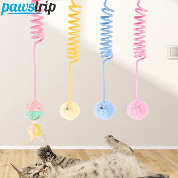 Jouet interactif pour chat, bâton amusant en peluche, boule à ressort, porte suspendue, jouet pour chaton, baguette Teaser avec cloche, accessoires pour animaux de compagnie