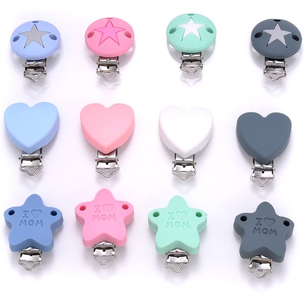3Pcs Star Heart Round Silicone Pacifier Clip for DIY Pacifier Chain Accessories Baby Soother Nursing Dummy Holder BPA Free