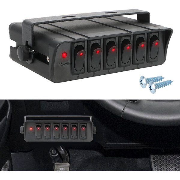 Wasserdichtes 12-24v 20a Schalttafel mit LED-Licht anzeige für Autos Fahrzeuge Caravan 6 Gang Wipp schalter