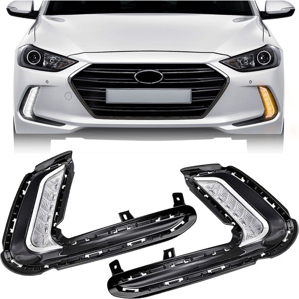 Fog Lights for Hyundai Elantra 2016 2017 2018 LED DRL Fog Lamp Front Bumper Headlights Daytime Running Turn Signal Waterproof