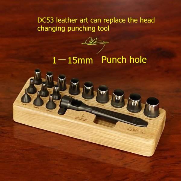 YORKSHINE Kit d'outils de poinçonnage du cuir avec matrices DC53 de 1 à 15 mm – Acier haute ténacité pour l'artisanat du cuir professionnel et le bricolage