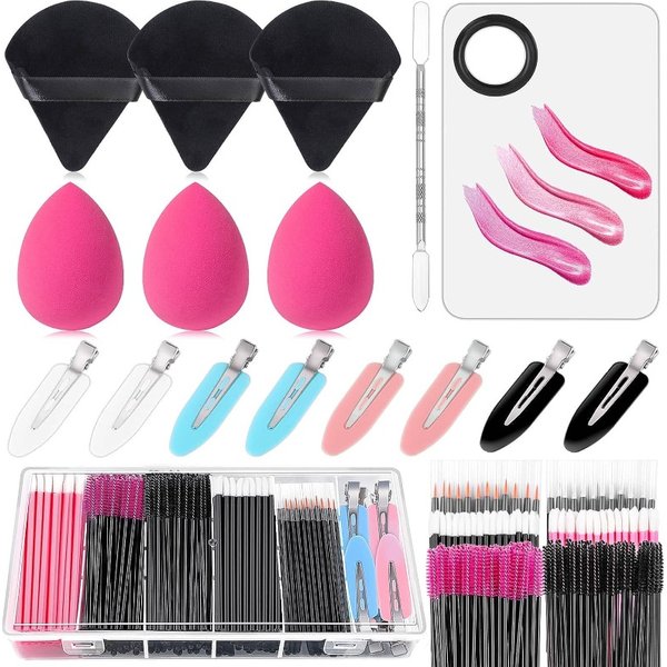 Kit d'applicateurs de maquillage au poulet avec bouffée d'Assad, baguettes de mascara, pinceaux Jules, pinces à cheveux, fournitures d'outils d'artiste, 256 pièces
