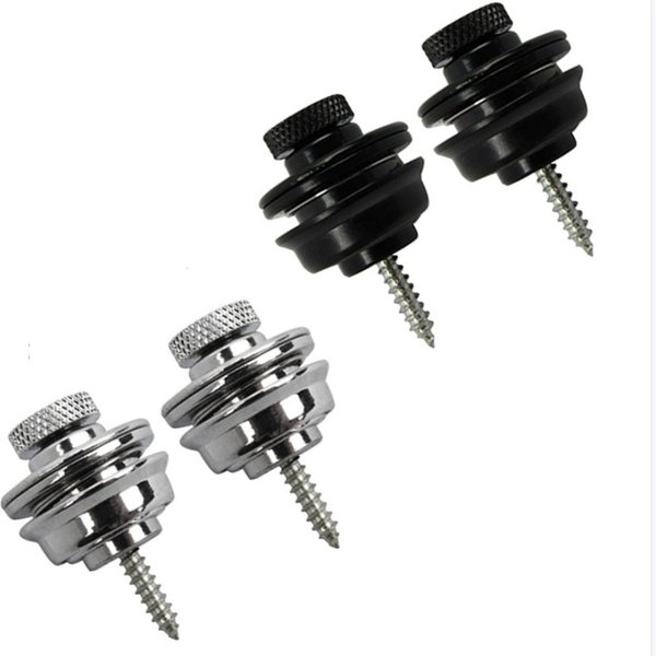 FLEOR 2 pièces guitare basse électrique Straplocks tête plate en métal antidérapant verrouillage sangle de sécurité serrures boutons noir/Chrome choisir