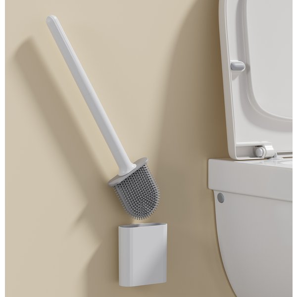 MINI brosse de toilette en Silicone, anti-fuite d'eau avec Base, brosse à poils souples et flexibles, support à séchage rapide pour salle de bain