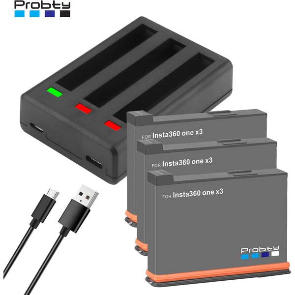 For Insta360 One X3 Battery 2200mAh+3 Card Slots LED Charger For Insta360 ONE X3 Battery Accessories