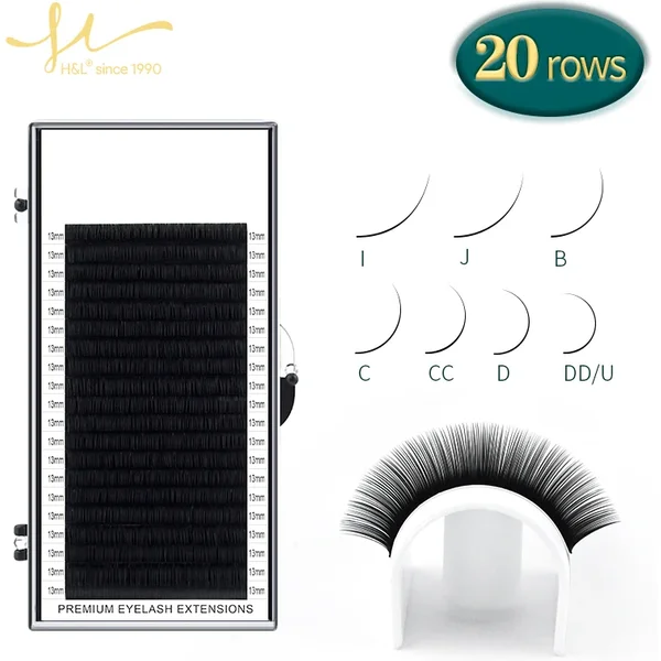 H&L SINCE 1990 20Rows Faux Individual Lashes Maquiagem Cilios for Professionals Black Soft Eyelash Extension Thin Tape