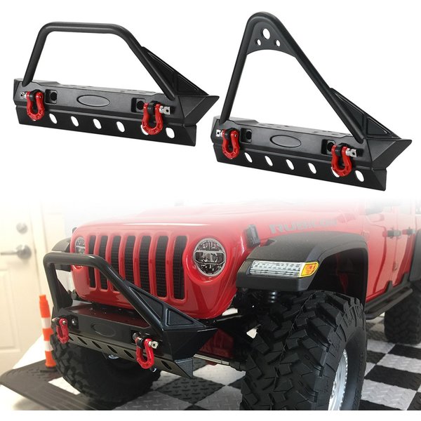 Ajrc Metal Front Bumper With Lights For 1/10 Rc Crawler Trx4 Defender Axial Scx10 90046 Scx10 Iii Axi03007 Axi03003 Upgrade
