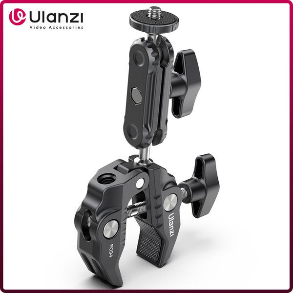 Ulanzi Metall-Superklemme mit doppeltem Kugelkopf, magischer Arm für Kamera, Licht, Mikrofon, Videomonitor-Klemme, 1/4 3/8 Gewinde für Stangen, Haken