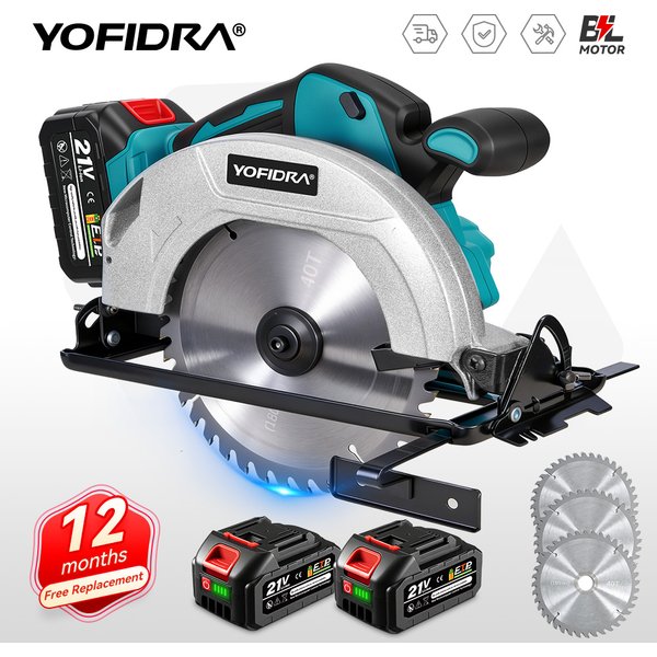 YOFIDRA 7 Zoll 180mm Bürstenlose Elektrische Kreissäge 10800RPM Kabellose Effiziente Holzbearbeitungs-Schneidemaschine für Makita Akku