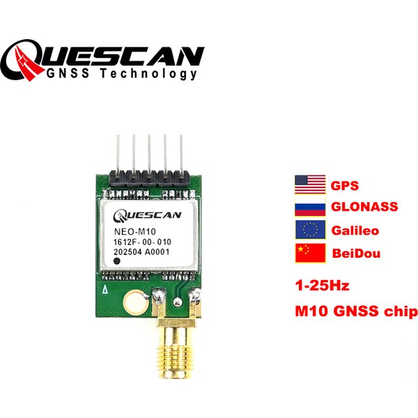 Moduł GPS QUESCAN M10050 M10 Galileo BeiDou GLONASS Aktywna Antena Odbiornik GNSS Arduino ESP32 GPS Protokół NMEA UBX 1-25Hz