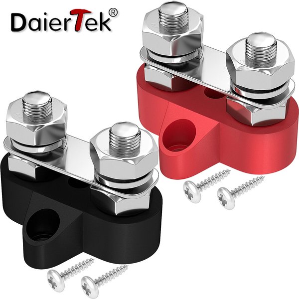 DaierTek 5/16" Terminal Block Studs M8 48V Junction Block Bus Bar Insulated Dual Power Distribution Stud Positive Negative RV
