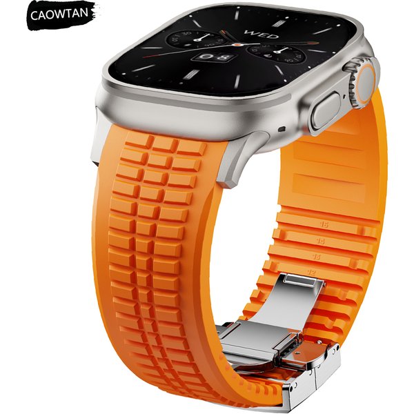 Bracelet en silicone sport pour Apple Watch Ultra 4 3 2 49mm 46mm 45mm 44mm, bracelet de luxe pour iWatch Series 12 11 10 9 8 7 6 5 Se