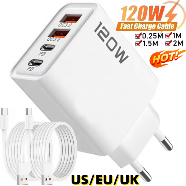 Xiaomi 120W PD 4 Ports USB C chargeur Charge rapide Type C USB chargeur de téléphone adaptateur de Charge rapide pour Samsung iPhone Huawei