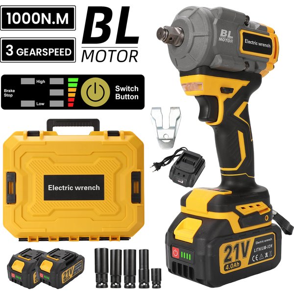 600N·m Bürstenloser Elektrischer Schlagschrauber, Stufenlose Geschwindigkeitsregelung, LED-Arbeitsleuchte, Wolframstahlwelle, Kompatibel mit Makita 18V B-Serie Li-Ionen-Akkus, für Bau & Autoreparatur