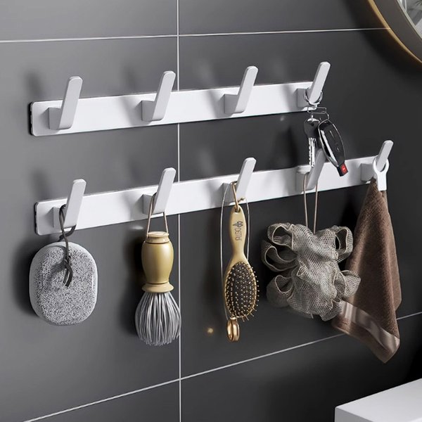 YUNJIEYA noir/blanc porte crochets vêtements crochet cintre étagère organisateur étagère de rangement douche mur support cuisine salle de bain accessoires
