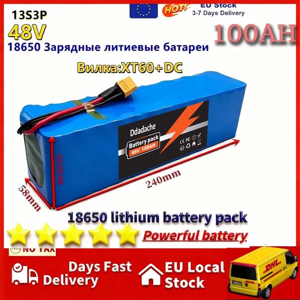 To10A Ersatzakku 48V 100000mAh 100Ah 13S3P Lithium-Ionen-Elektrofahrrad-Akku mit BMS