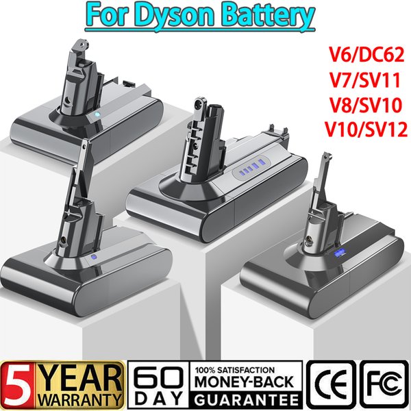 21.6V pour Dyson toutes les séries 6000mAh V6 V7 V8 V10 batterie de remplacement DC62 SV10 SV11 SV12 aspirateur à main sans fil