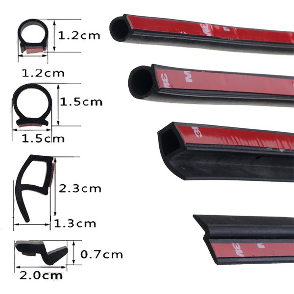 Bande d'étanchéité de porte de voiture en forme de P Z D, 2 mètres, caoutchouc EPDM, isolation phonique, Anti-poussière, insonorisée, joint de voiture, adhésif fort
