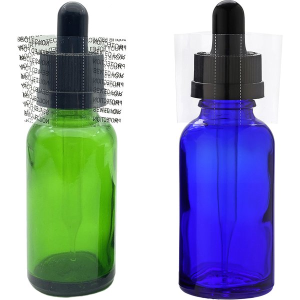 Shrink Bands 45x30mm 500Pcs Printed/Clear Perforated Heat Shrink Wrap Sealer for Bottle Caps Fits 3/4" to 1" Diameter