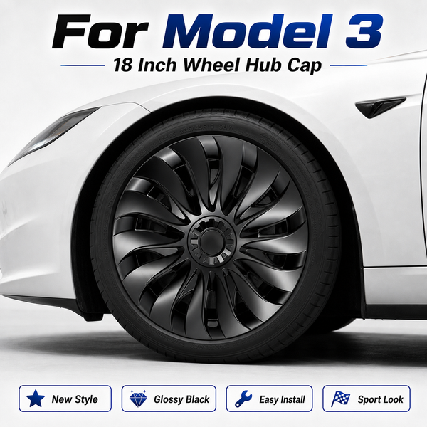 4er-Set passend für Tesla Model 3 Highland 2023-2025 – Radkappen im Storm-Stil, 18 Zoll, links und rechts, Auto-Dekoration, schützende Felgenzubehörteile