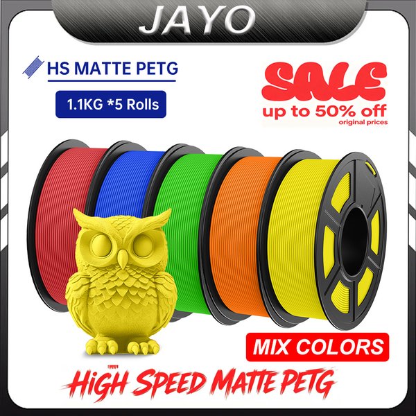 JAYO Hochgeschwindigkeits-PETG 3D-Drucker-Filament 1,75MM 5 Rollen PETG 3D-Drucker-Filament für FDM DIY Geschenk 3D-Druckmaterialien