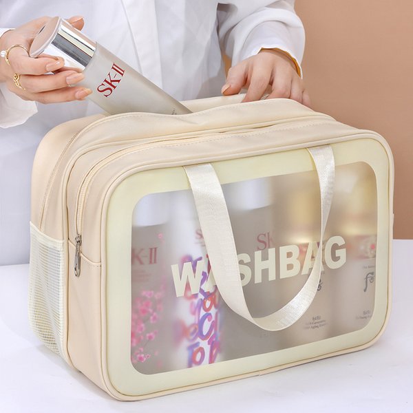 Trousse de maquillage avec compartiment séparé pour produits secs et humides, trousse de toilette portable, accessoires de voyage, sac de rangement de grande capacité, accessoires pour la salle de