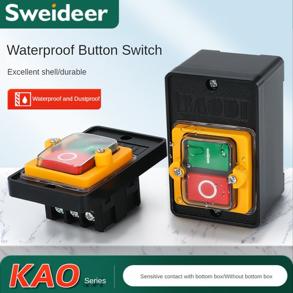 Interrupteur à bouton-poussoir KAO-5H KAO-5M 10A 380V pour machine de découpe, perceuse d'établi, interrupteur étanche marche/arrêt KAO-5