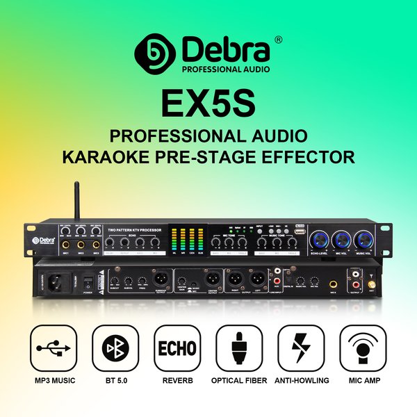 Préprocesseur d'effets karaoké D EX5S, effets de réverbération multibandes, entrée sans perte de qualité, transmission Bluetooth, tension stable