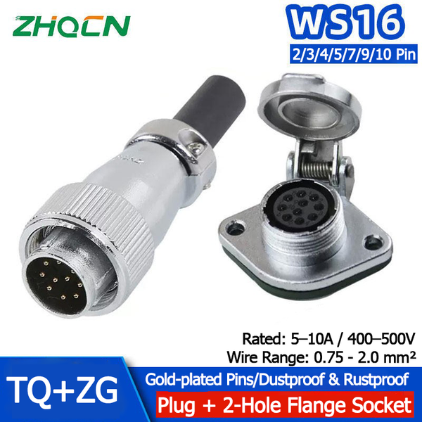 WEIPU WS16 Luftfahrt-Stecker & Buchse TQ+ZG 2-9-polige Langlebige Elektrische Kabelverbinder für Maschinen und Geräte
