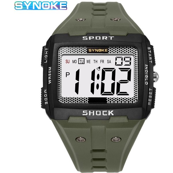 Synoke neu für Männer Sport elektronische Uhr wasserdichte Nacht glühen Großbild quadrat Outdoor Running Camping Studenten uhr