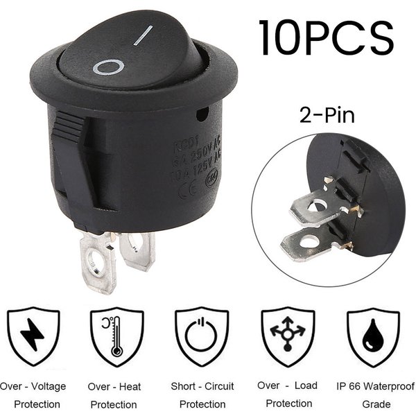 10/20pcs ein/aus runde Wippe Punktsc halter schwarz beleuchtet Auto Armaturen brett Dash Boot Wippe 2-polige Kippschalter Autozubehör