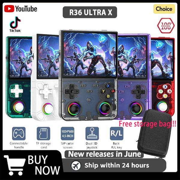 Nouvelle console de jeux rétro R36 Ultra X avec écran IPS de 4,5 pouces, YouTube intégré et autres lecteurs, cadeau de Noël