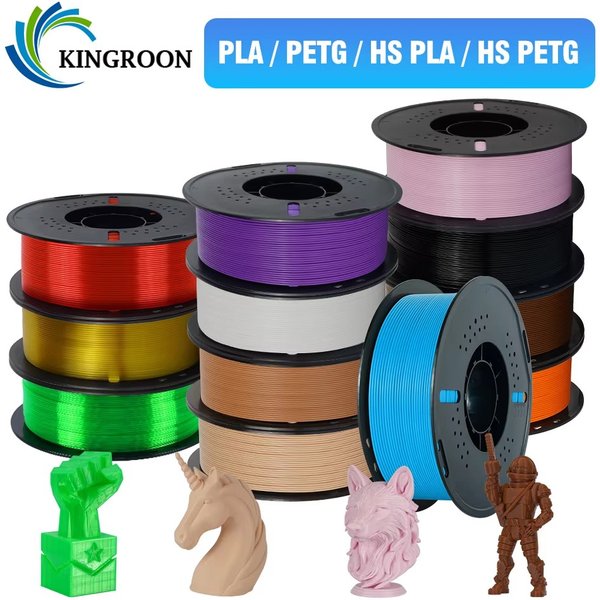 KINGROON Hochgeschwindigkeits-PETG 3D-Filament PLA/PETG 5KG 3D-Druckfilament 1,75mm 100% Sauber Gewickelt HS Filament 350mm/s Druckgeschwindigkeit