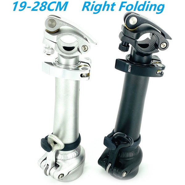 Folding Bike Stem Electric Bicycle Double Section Stem Aluminum Alloy Telescopic Adjustable Bike Stem 19CM-28CM Right Fold