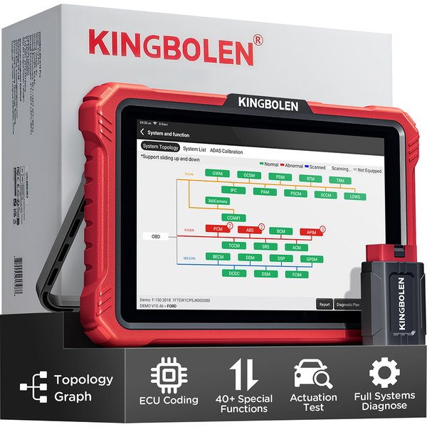 2026 Neuestes KINGBOLEN K10 PRO/K10 ELITE Vollsystem-Topologiediagramm Diagnosegerät CANFD DOIP Auto OBD OBD2 Scanner 40+ Reset-Funktionen