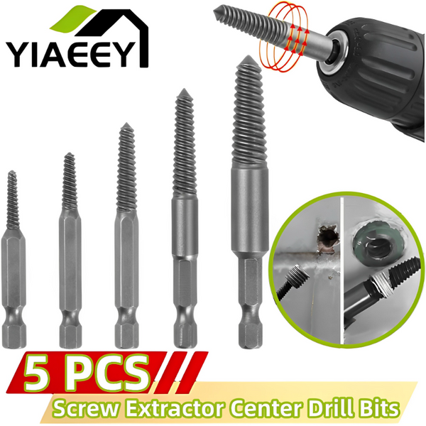 5pcs Screw Extractor Center Drill Bits Guide Set Broken Damaged Bolt Remover Hex Shank and Spanner for Broken Hand Tool