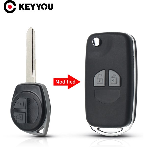 KEYYOU 2 Buttons Modified Flip Folding Car Remote Key Case Shell For Suzuki SX4 Swift Grand Vitara Key Blank Cover + Button Pad