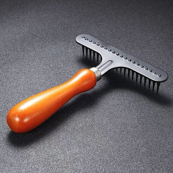 Outil de démêlage en bois pour poils longs et courts pour animaux de compagnie, râteau sous-manteau pour chiens et chats, râteau de toilettage pour animaux de compagnie