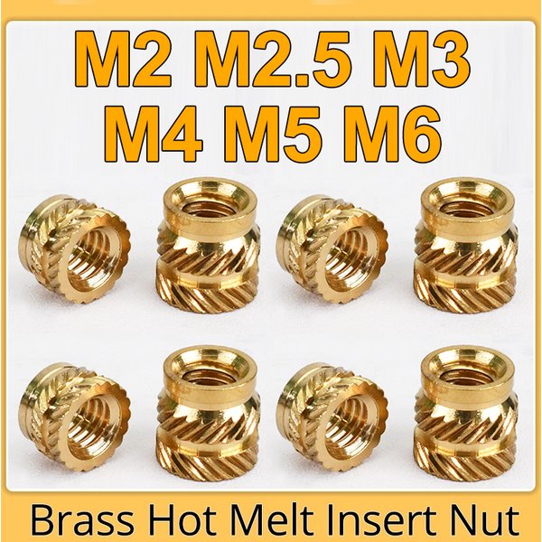M2 M2.5 M3 M4 M5 M6 M8 Brass Hot Melt Insert Knurled Nut Thread Heat Molding Double Twill Injection Embedment Nut For 3D Printer
