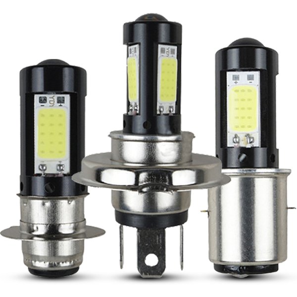 1 pièces LED phare de Moto H4 BA20D P15D-H6 blanc feux de croisement phares ampoules 12V antibrouillard pour Moto Scooter Tricycle