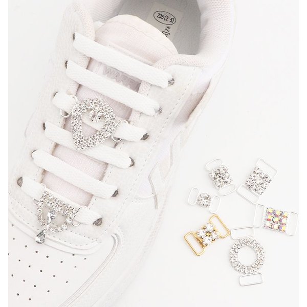 Luxueux diamant lacets boucle en métal pour AF1 strass décorations de chaussures breloques lacets en métal serrure baskets chaussures accessoires