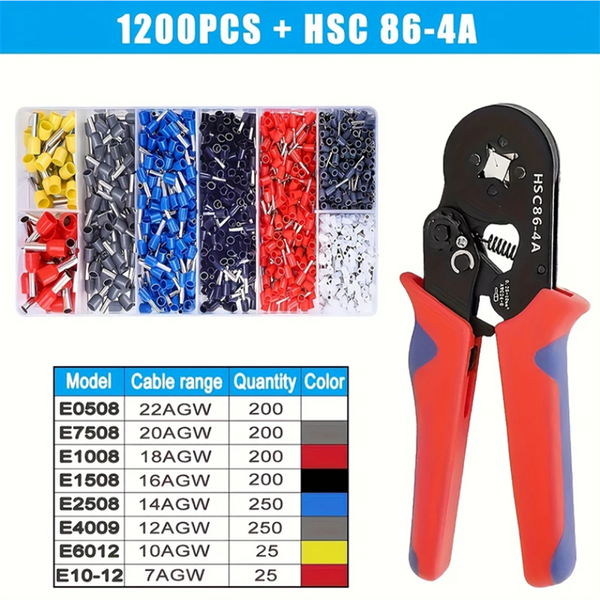 Pince à sertir HSC8 6-4 0.25-10mm 2 23-7AWG pour bornes tubulaires de virole, jeu de pinces à sertir, outil d'électricien à tête de fil