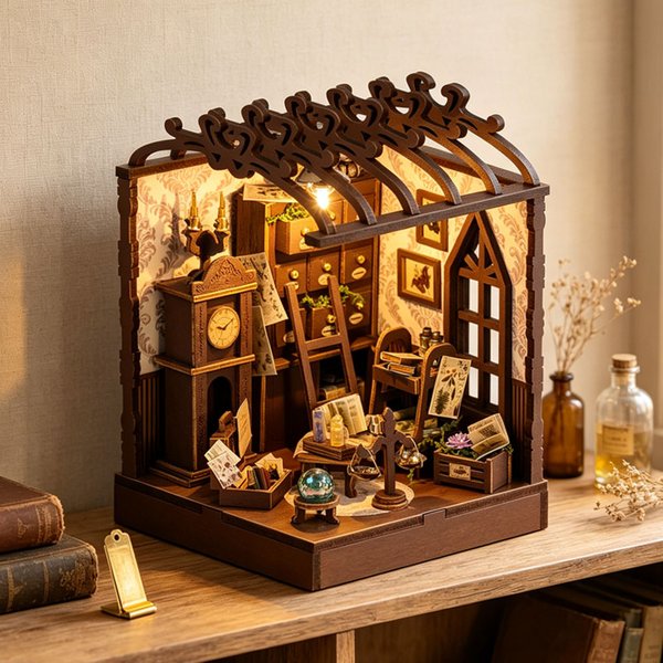 NEUES DIY Holz-Miniaturmodell-Set Handgefertigte Zusammengebaute Puppenhäuser 3D-Puzzle Puppenhaus mit Möbeln für Weihnachts- und Geburtstagsgeschenke