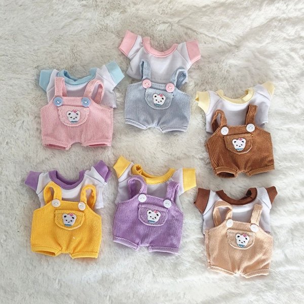 1 ensemble de vêtements de poupée 15cm/20cm, T-shirt à la mode, salopette de poupée, costume décontracté, salopette en jean et pantalon