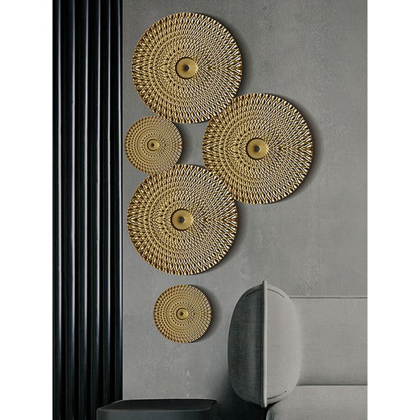 Disque mural rond doré suspendu de luxe, décoration murale créative en métal doré irrégulier, Style rétro, pendentifs