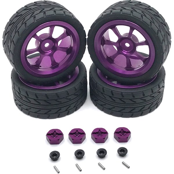 Wltoys 144001 144010 124007 124016 124019 A959 A959-B 4pcs 65mm Rubber Tire Metal Wheel Rim 12mm Hex for RC Car Upgrade Parts