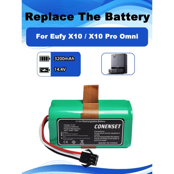 Batterie de remplacement 14.4V 3200mAh pour aspirateur robot Eufy X10 Pro Omni, accessoires, pièces de rechange