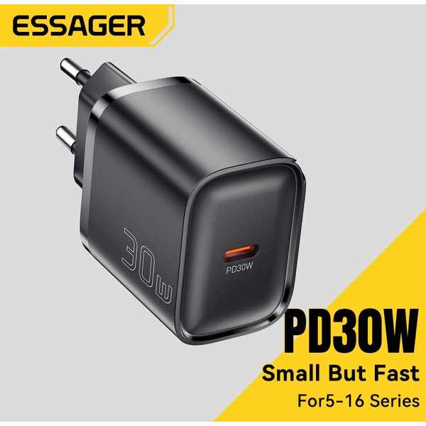 Essager Mini 30W Ładowarka typu C PD QC3.0 Szybka ładowarka typu C do iPhone 16 15 14 13 Pro Samsung S25 Xiaomi iPad Adapter podróżny